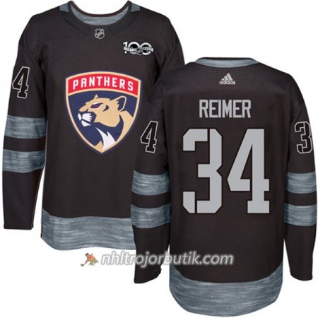 Män Ishockey Florida Panthers Tröja James Reimer 34 1917-2017 100th Anniversary Adidas Svart Authentic
